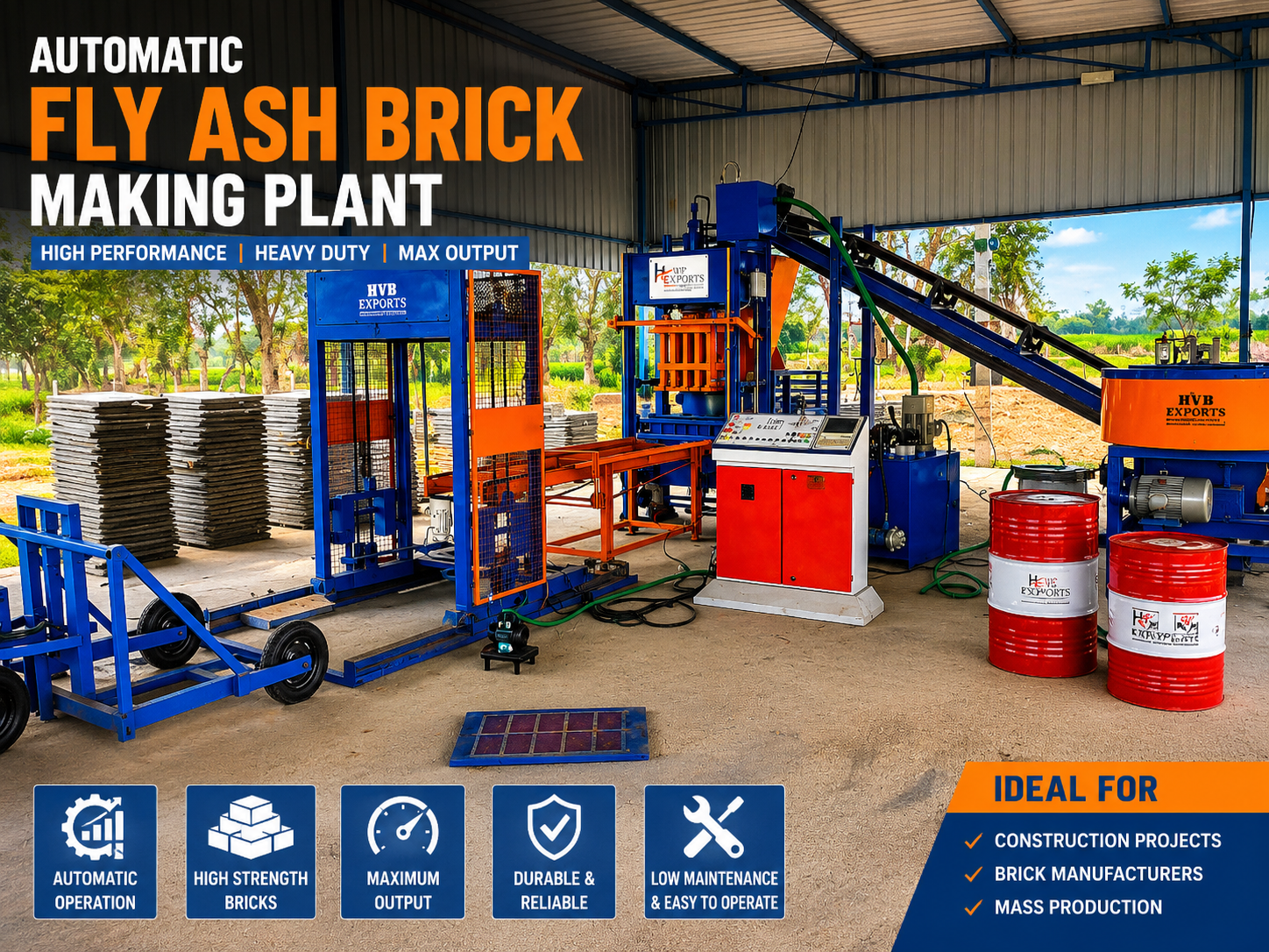 fully automatic fly ash bricks machine